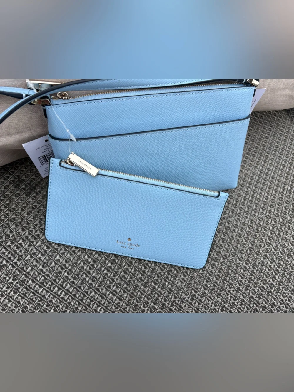 Kate Spade Sadie Celeste blue crossbody with card holder